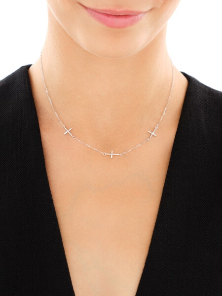 Naszyjnik srebrny z cyrkoniami - krzyże