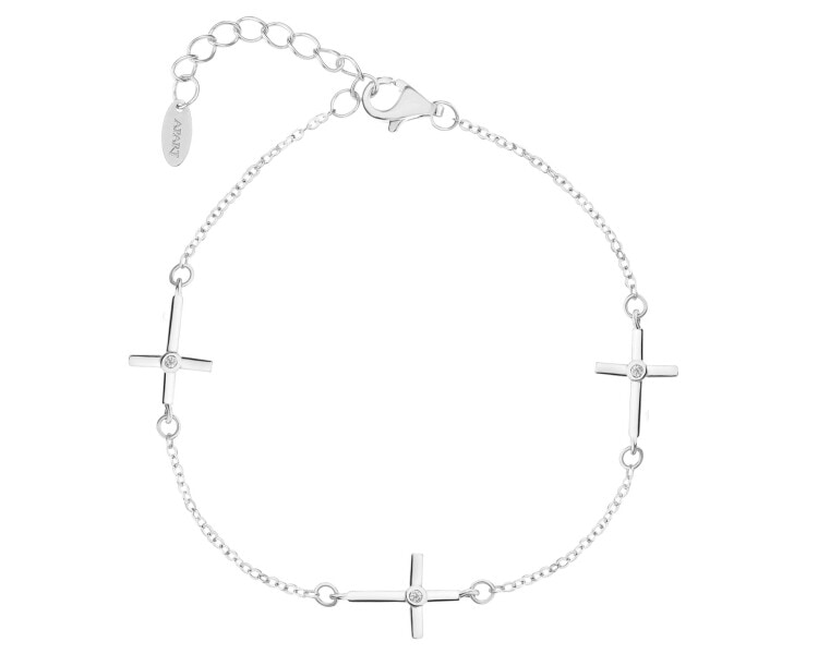 Stříbrný náramek se zirkony - kříže