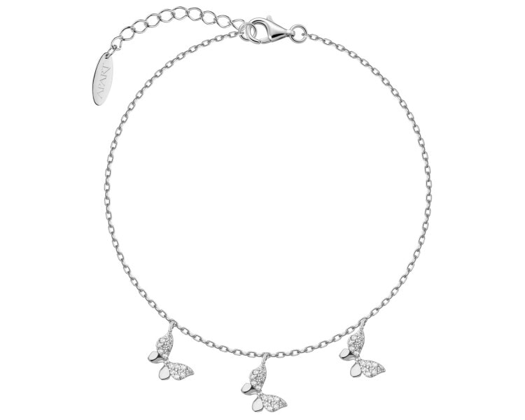 Stříbrný náramek se zirkony - motýlí