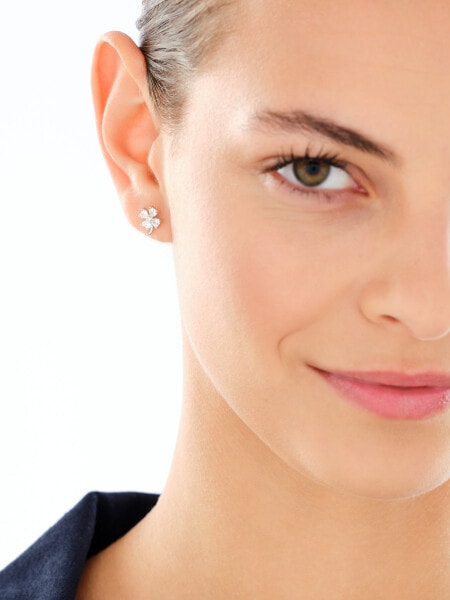 Kolczyki srebrne z cyrkoniami - koniczyna