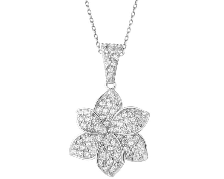 Stříbrný přívěsek se zirkony - květ