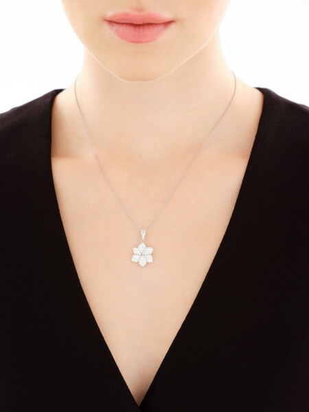 Stříbrný přívěsek se zirkony - květ