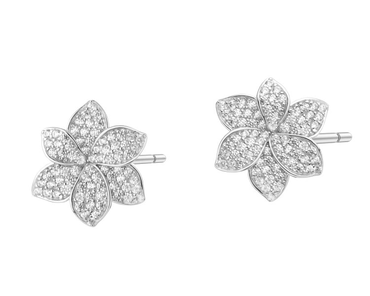 Kolczyki srebrne z cyrkoniami - kwiaty