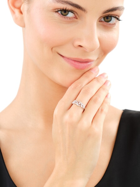 Pierścionek srebrny z cyrkoniami - Księżyc, gwiazdy