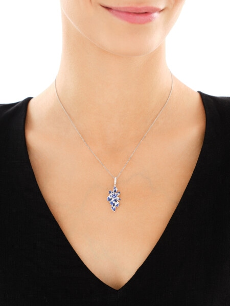 Stříbrný přívěsek se zirkony - květ, listy