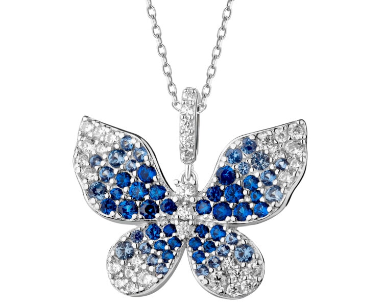 Stříbrný přívěsek se zirkony - motýl