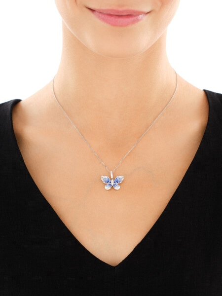 Stříbrný přívěsek se zirkony - motýl