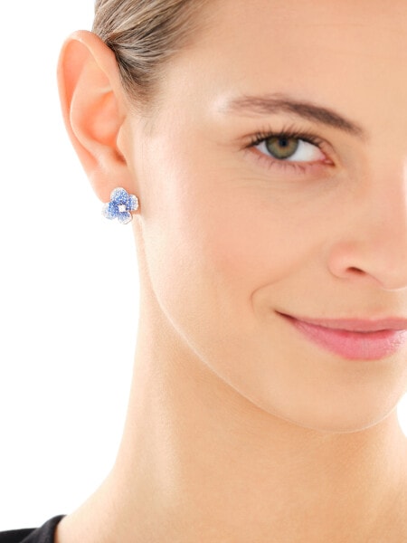 Stříbrné náušnice se zirkony - květy