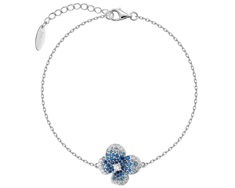Bransoletka srebrna z cyrkoniami - kwiat