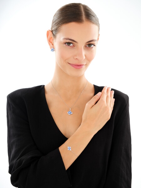 Bransoletka srebrna z cyrkoniami - kwiat