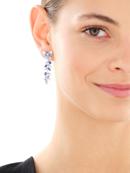 Stříbrné náušnice se zirkony - motýli, listy