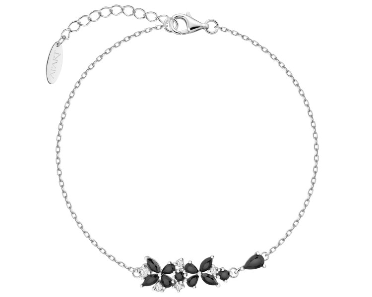 Stříbrný náramek se zirkony - motýli