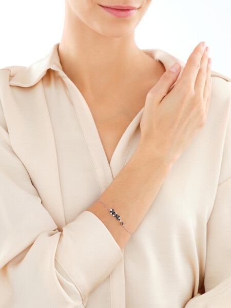 Stříbrný náramek se zirkony - motýli