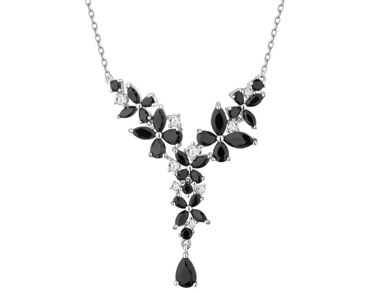 Rhodium Plated Silver Necklace with Cubic Zirconia