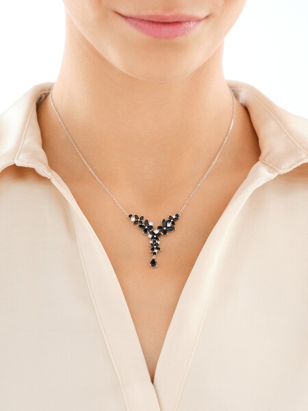 Rhodium Plated Silver Necklace with Cubic Zirconia