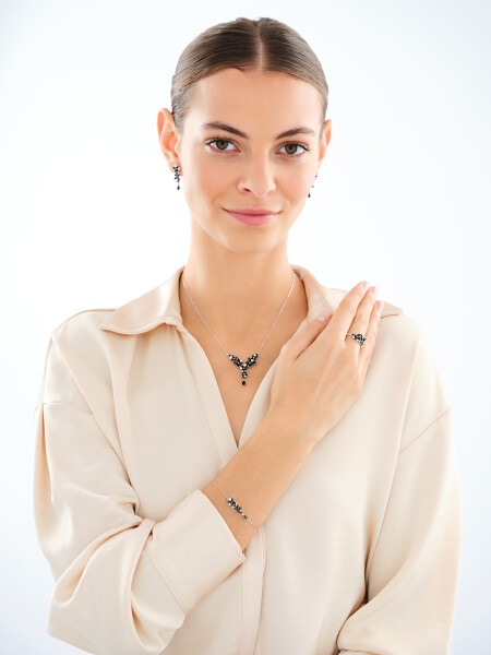 Rhodium Plated Silver Necklace with Cubic Zirconia