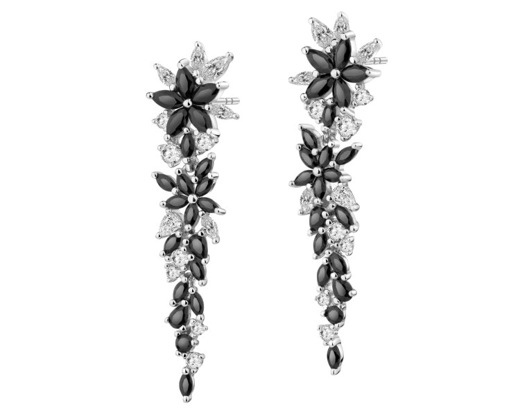 Kolczyki srebrne z cyrkoniami - kwiaty