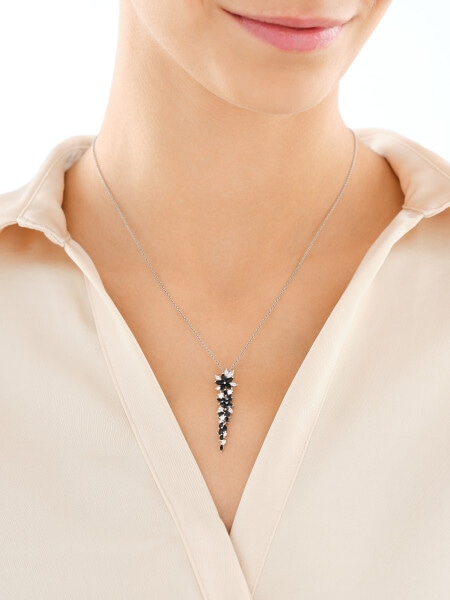 Stříbrný přívěsek se zirkony - květy