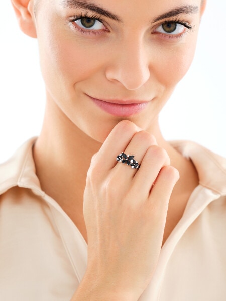 Pierścionek srebrny z cyrkoniami - motyle