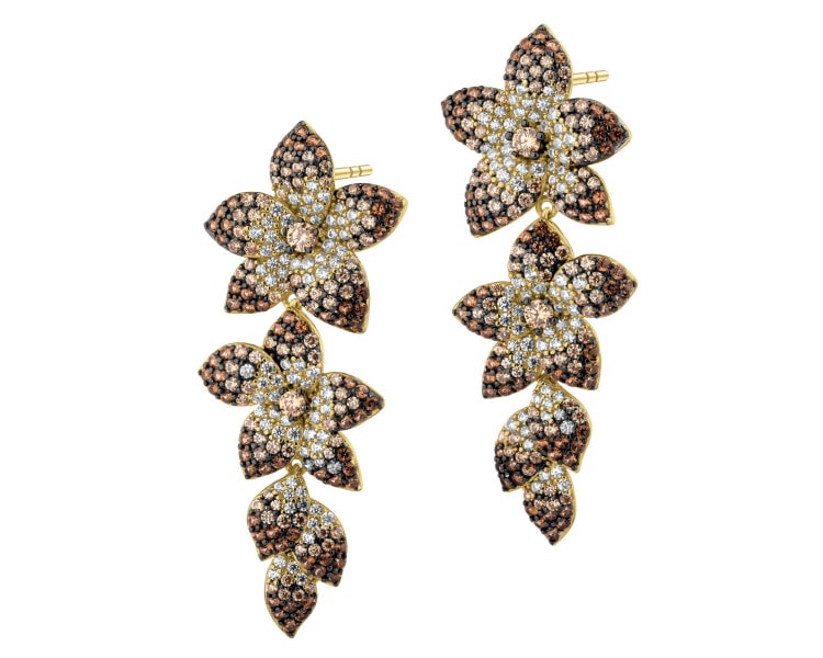 Kolczyki srebrne  z cyrkoniami - kwiaty