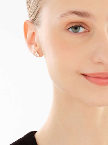 Zlaté náušnice se zirkony - trojúhelníky