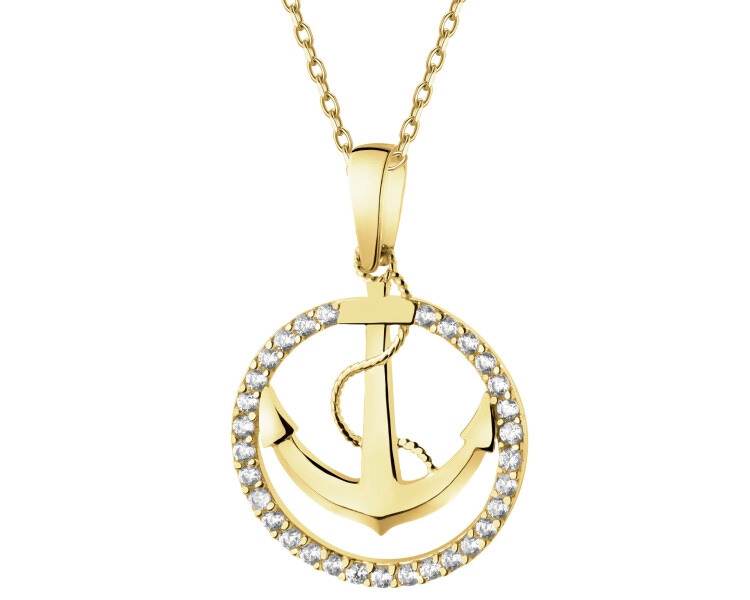 Złota zawieszka z cyrkoniami - kotwica