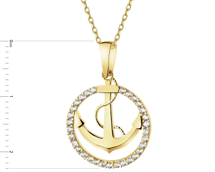 Złota zawieszka z cyrkoniami - kotwica