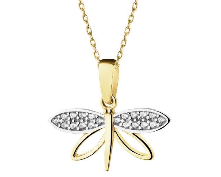 Złota zawieszka z cyrkoniami - ważka