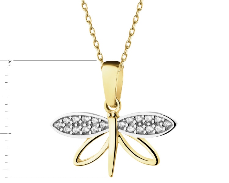 Złota zawieszka z cyrkoniami - ważka