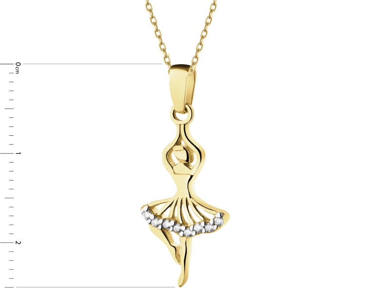 Złota zawieszka z cyrkoniami - baletnica