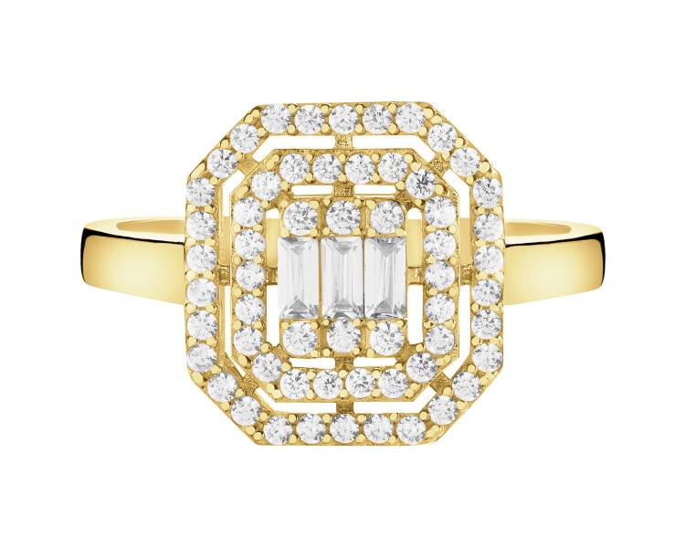 Złoty pierścionek z cyrkoniami