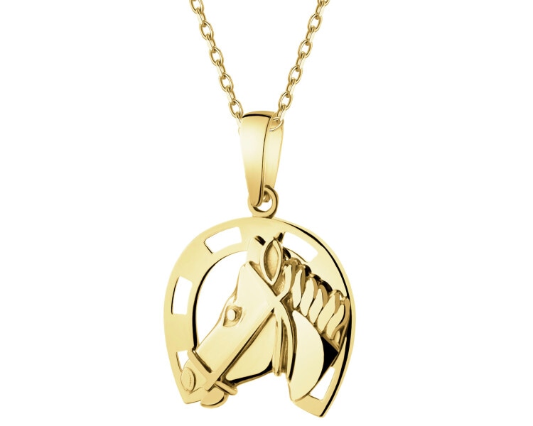 Złota zawieszka - podkowa, koń