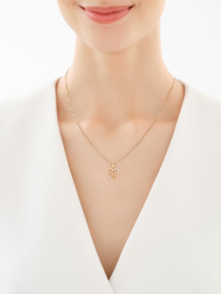 Złota zawieszka z cyrkoniami - serce, koń