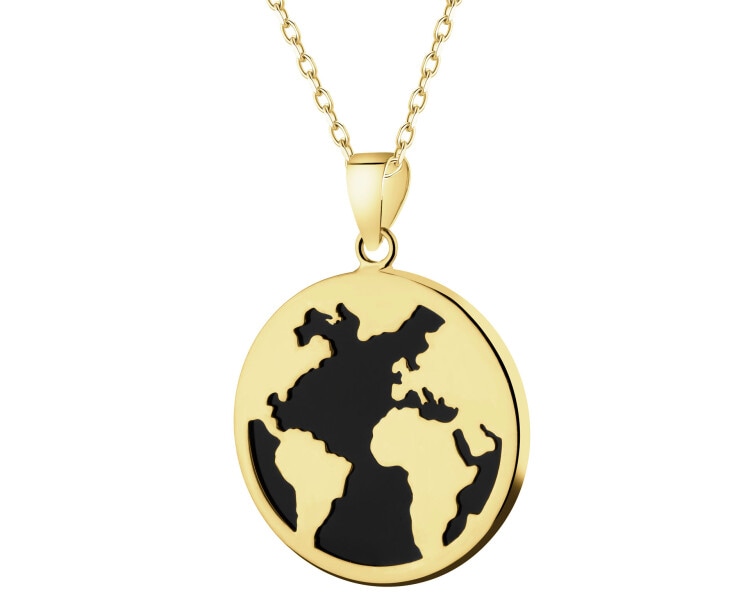 Zlatý přívěsek se syntetickým onyxem - zeměkoule