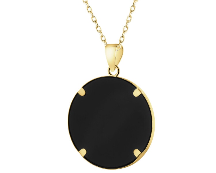 Zlatý přívěsek se syntetickým onyxem - zeměkoule