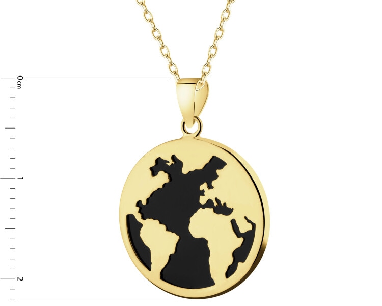 Zlatý přívěsek se syntetickým onyxem - zeměkoule