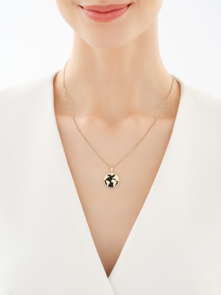 Zlatý přívěsek se syntetickým onyxem - zeměkoule