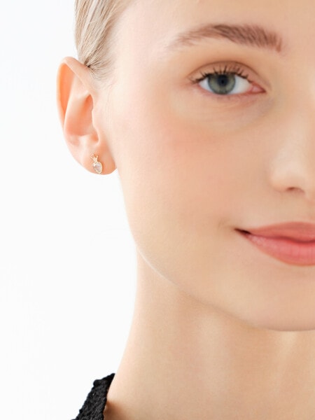 Złote kolczyki z cyrkoniami - serca, korony