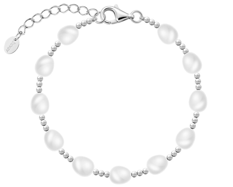Bransoletka srebrna z perłami - kulki