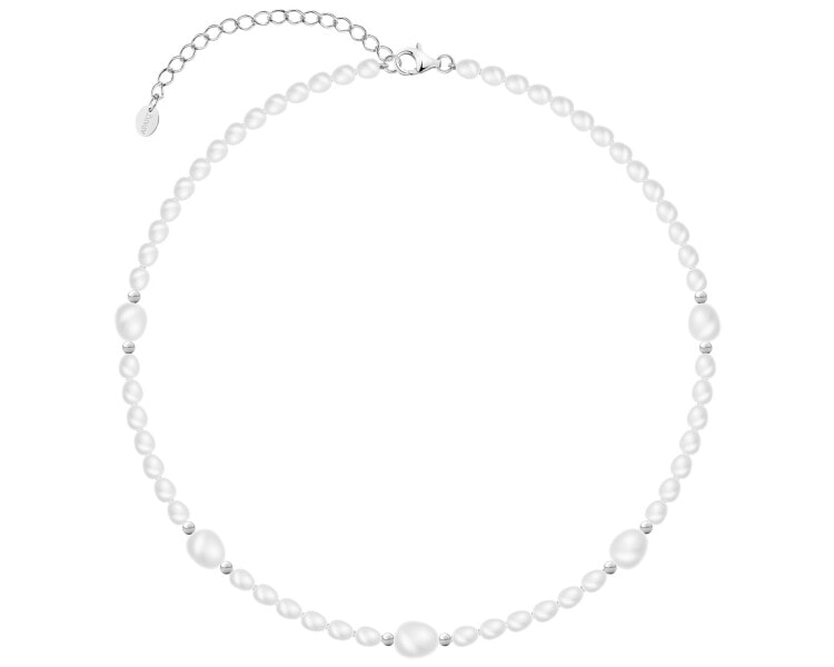 Naszyjnik srebrny z perłami - kulki