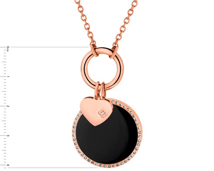 Naszyjnik ze stali szlachetnej z cyrkoniami - serce, koło
