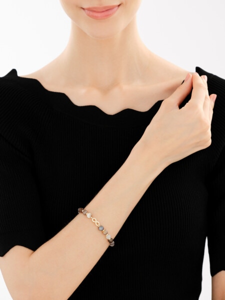 Bransoletka z mosiądzu pozłacana z agatami i cyrkoniami - nieskończoność