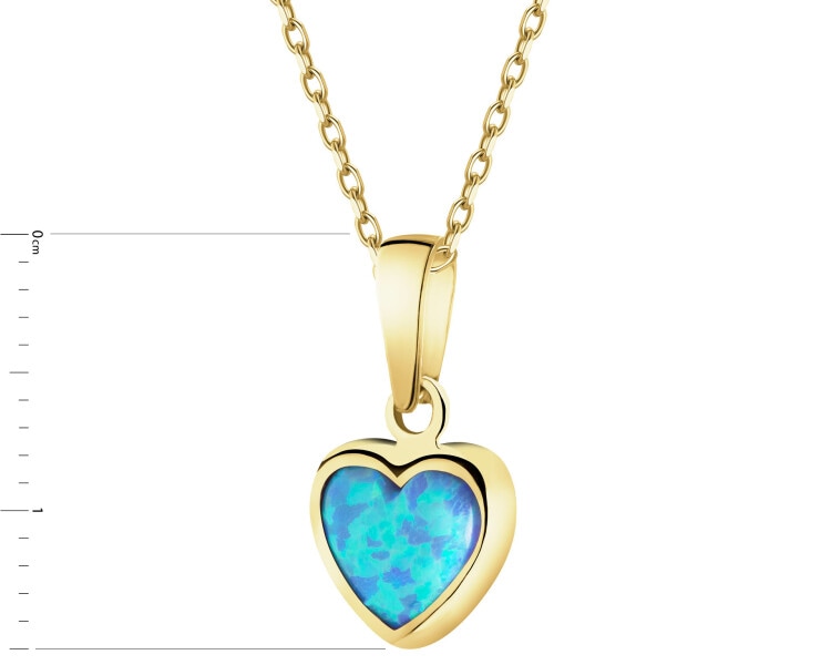 Złota zawieszka z opalitem - serce
