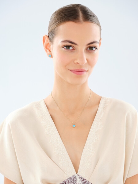 Złota zawieszka z opalitem - serce