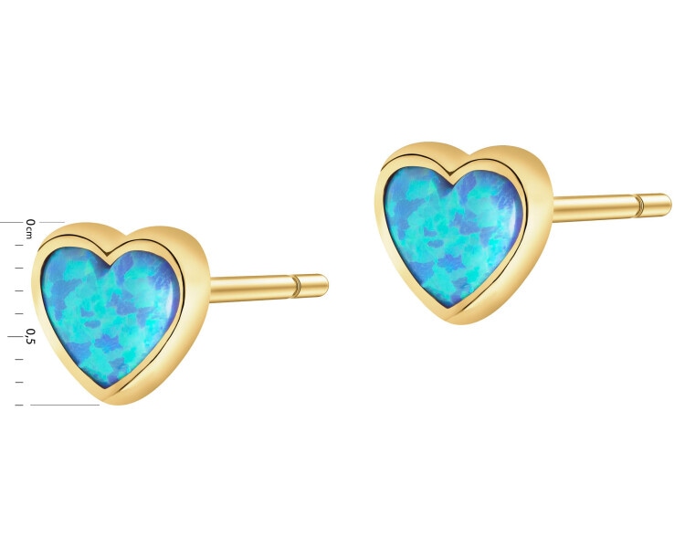 Złote kolczyki z opalitami - serca