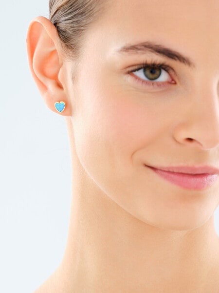 Złote kolczyki z opalitami - serca