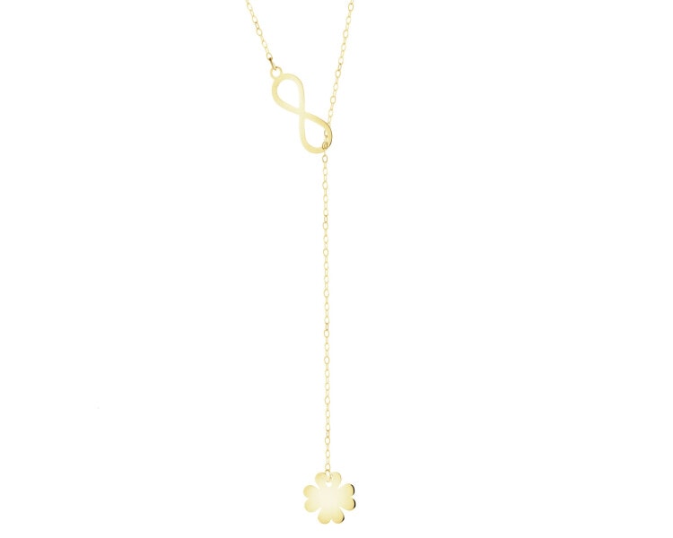 Złoty naszyjnik - nieskończoność, koniczyna