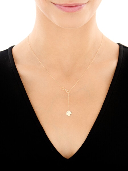 Złoty naszyjnik - nieskończoność, koniczyna