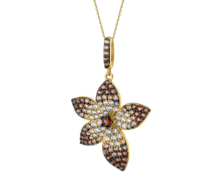 Zawieszka srebrna z cyrkoniami - kwiat