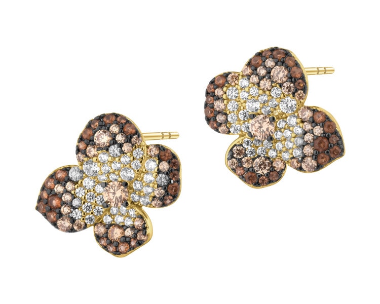 Kolczyki srebrne  z cyrkoniami - kwiaty